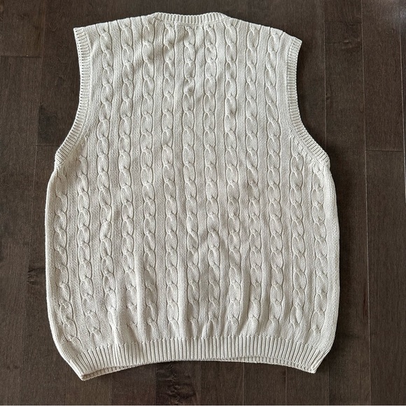 Vintage John Ashford Golf Cable Knit Vest Sweater 90's Preppy Academia Coastal L - Picture 5 of 6